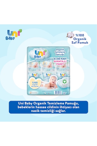 Uni Baby Bebek Temizleme Pamuğu 6 x 60'lı