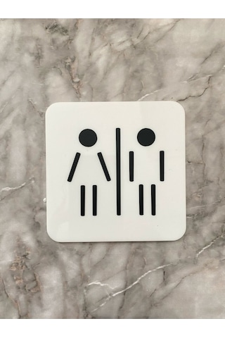 Parlak Beyaz Minimal Wc Yönlendirme Levhası Bay Ve Kendinden Yapışkanlı 10x10 Cm