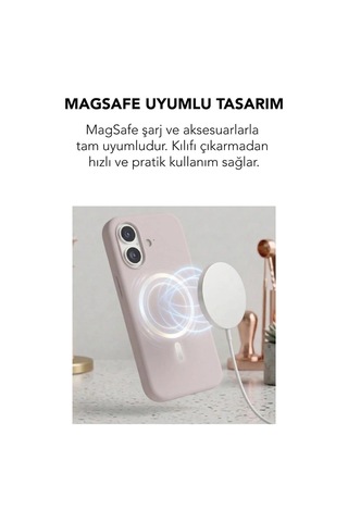 Apple İphone 17 Uyumlu Magsafe Lansman Silikon Kılıf Pudra