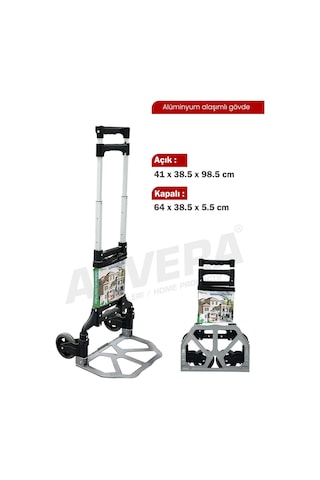Asvera Eko Metal Koli Arabası 100 Kg Taşıma Kapasiteli Paket Arabası