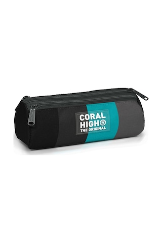 Coral High Kids Renkli Çizgili Üç Bölmeli Kalem Çantası 11196 Antrasit