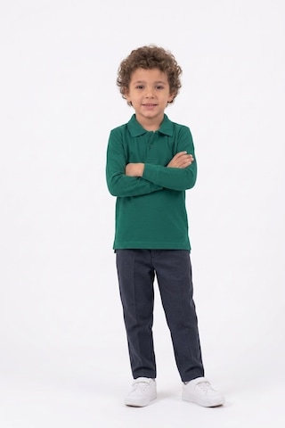 Nacar Store Unisex Çocuk Uzun Kollu Polo Yaka Lakost Okul Tişörtü Zümrüt Yeşil
