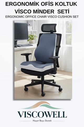 Visco Ortopedik Ergonomik Ofis Koltuk Koksiks Oturma Minderi Sırt Bel Destek Minderi Yastığı Seti Sku: Smgstk5467191231 Açık Bej