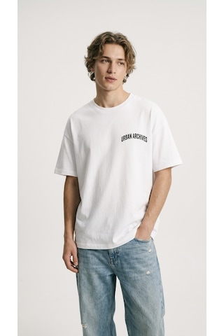 Hoxie Erkek Beyaz Urban Archives Sırt Baskılı Premium Oversize Tişört