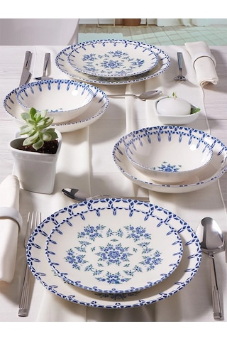 Güral Porselen Camelıa 24 Parça 6 Kişilik Bone Yemek Takımı - 165