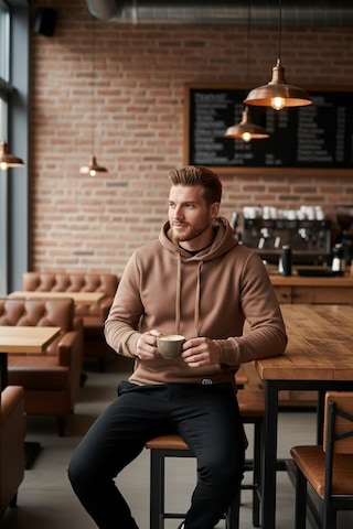 Buratti Regular Fit Kapüşonlu Kanguru Cepli Içi Tüylü Yumuşak Şardonlu Erkek Sweat 5905281 Sütlü Kahve