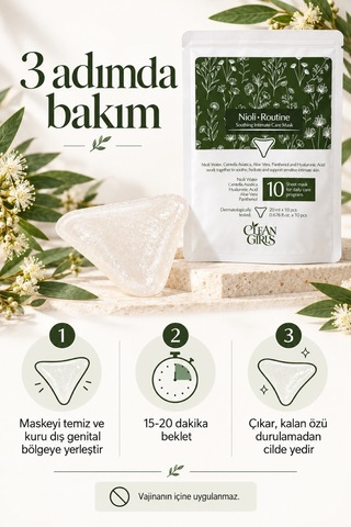 İntim Bakım Maskesi 10'lu Genital Bölge Parfümsüz Alkolsüz Parabensiz Nioli Suyu Centella Ph 4,5