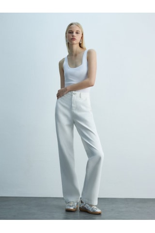 LTB Basic Gabardin Regular Beyaz Pantolon Beyaz