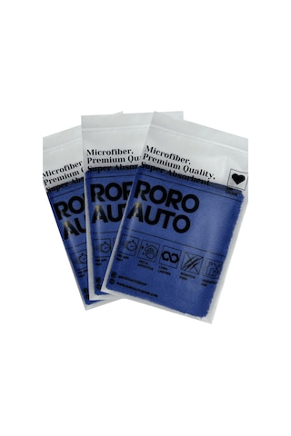 Roro Auto Fuji 3'lü Mikrofiber Araç Kurulama Ve Oto Temizlik Bezi 40x40 440 Gsm Mavi