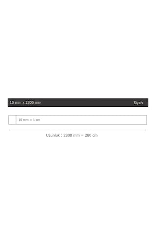 10 mm x 2800 mm Siyah Sibu Aynalı Pleksi Şerit Mobilya Süsü