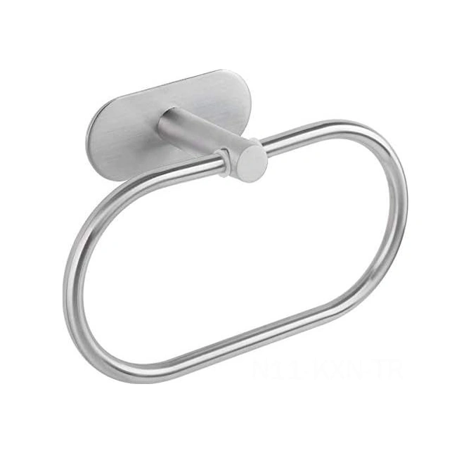 Kosona Stainless Steel 20cm Otomatik Tutucu Bez Çemberi - Delik Olmadan Kurulum, Evini Düzenle Gümüş