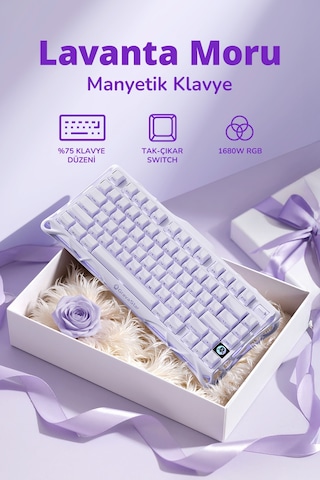 Gravastar Mercury V75 He Hall Effect Manyetik Switch Gaming Klavye, Hot-swappable, Rapid Trigger, 80