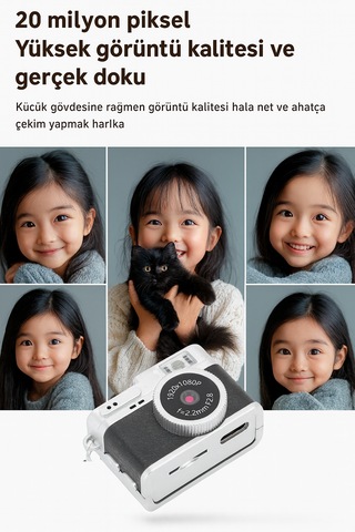Mini Kamera 1080p Küçük Dijital Kamera, 0.96 İnç Ekranlı Mini Retro Vintage Kamera Black