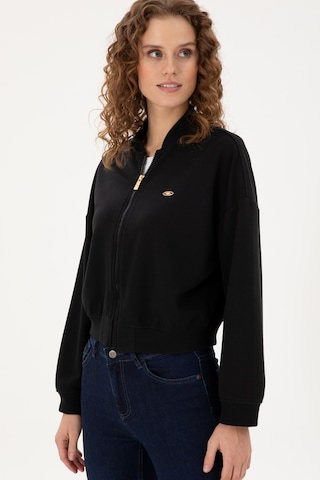 U.S. Polo Assn. Kadın Siyah Bisiklet Yaka Fermuarlı Sweatshirt 50299000-VR046