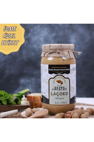 Laçoko Kişiye Özel Şekersiz Saf Katkısız Fıstık Ezmesi Glutensiz Vegan Doğal Çifte Kavrulmuş Parçacıklı Extra Crunchy Yer Fıstığı Ezmesi 1 KG