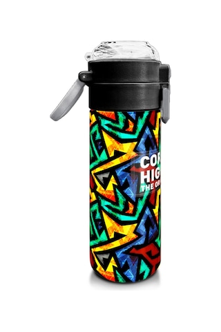 Coral High Kids Siyah Grafiti Desenli Pipetli Ve Direkt İçim Çelik Termos 500 Ml 31847 Siyah - Mavi