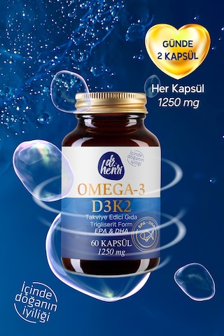 Dr. Henri Omega3 D3K2 EPA & DHA Takviye Edici Gıda 60 Kapsül