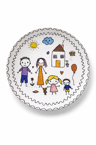 Çocuk Ve Aile Temalı Servis Tabağı Seti 6 Adet, 27 Cm Sevimli Aile Pasta, Tatlı, Kahvaltı Tabağı Çok Renkli