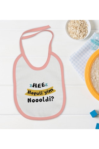 BK Kids Hopaliyim Tasarımlı Pembe Bebek Mama Önlüğü-1 Pembe