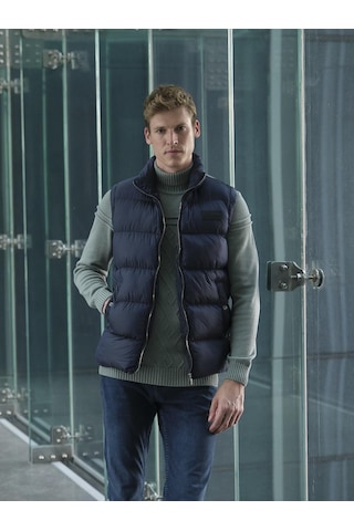 Erkek Lacivert Termo Dolumlu Two Tone Rüzgar Ve Su Itici Slim Fit Mont Ncs Jeans 4990-Lacivert