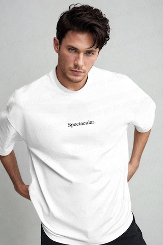 Tarzsokak Erkek Spectacular Beyaz Bisiklet Yaka Oversize Salas