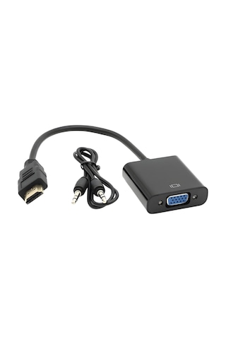Gabble Hdmı To Vga Çevirici 1080p 3.5mm Ses Çıkışlı Hdmı Erkek Vga Dişi Siyah