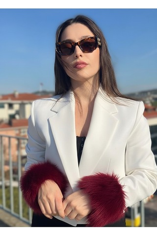 Mollycrush Kadın Bordo Kürk Kol Manşeti Kışlık Trend Aksesuar Bordo