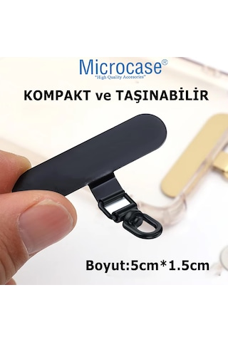 Microcase 360 Döner Başlıklı Telefon İp Askılıklar İçin Paslanmaz Çelik Tutacak Bağlantı Parçası-al4926 Siyah