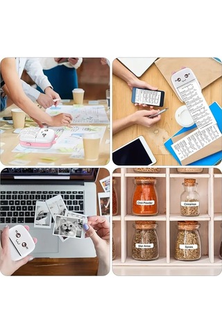 Taşınabilir Yazıcı, Mini Cep Kablosuz Termal Yazıcı Android İos Akıllı Telefonlar İçin Uygun, Bt Mürekkepsiz Baskı, Etiketler, Fişler, Fotoğraflar, Notlar, Öğrenme 5284 01