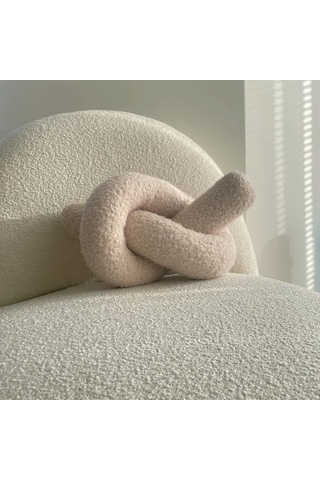 Woodesk Mimo Dekoratif Düğüm, Kırlent, Yastık, Bej Renk