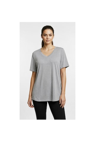 Lyvean V Yaka Oversıze Kısa Kollu Tshirt Gri