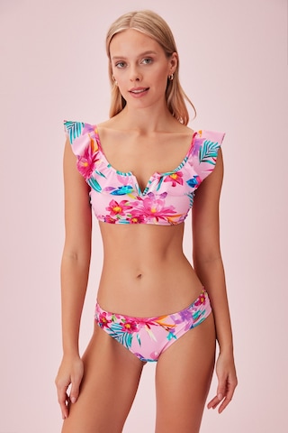 Suwen Volanlı Bralet Bikini Üst Sb24400p1317 Pembe Tropikal