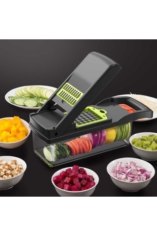 Novahub Sebze Kesici Seti - 15 Aksesuarlı, Eşit Kesim, Mutfak Yardımcısı Yeşil