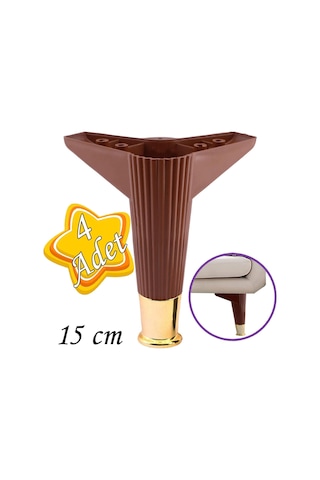 4 Adet Golden Ayak 15 Cm Kahve Altın Gold Mobilya Kanepe Sehpa Ünite Koltuk Ayağı Baza Ayak Ayakları