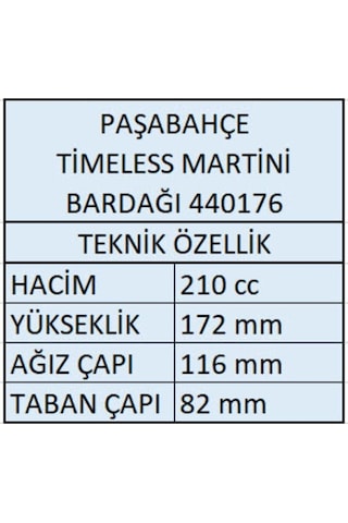 Paşabahçe Timeless Martini Ayaklı Kadeh Bardak- Sunum Bardağı 4 Lü 440176