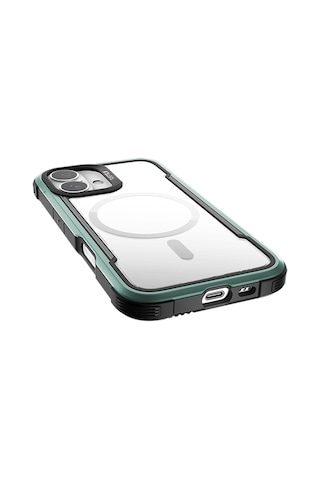 Apple Uyumlu iPhone 16 Kılıf Magsafe Şarj Özellikli Airbagli Raptic Shield Serisi Şeffaf Arka Yüzey Kapak Yeşil