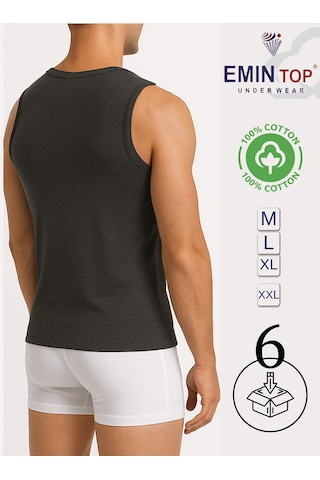Mercan 6'lı Erkek Antrasit %100 Cotton Penye Atlet