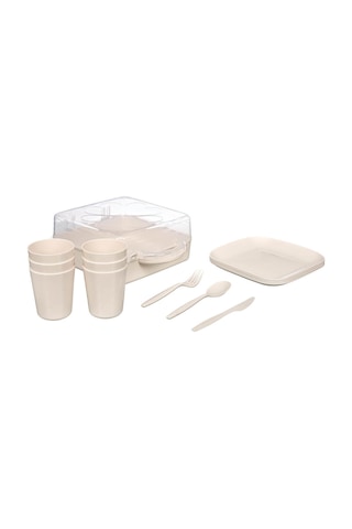 Piev Urve Kamp Seyahat Servis Piknik Seti 6 Kişilik Krem Çok Renkli