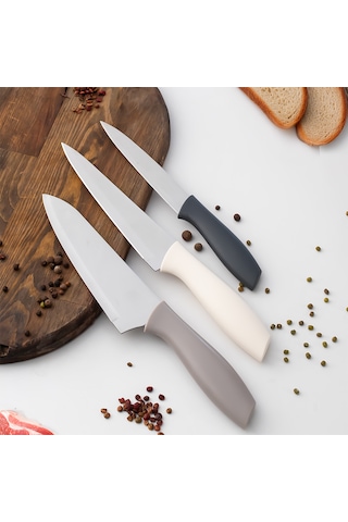 Porsima 3156-3'lü Bıçak Seti Meyve Et Doğrama Bıçağı Şef Bıçağı Çok Renkli