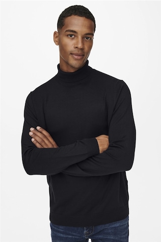 Only & Sons Onswyler Life Reg Roll Neck Knit Noos Erkek Siyah Kazak - 22020879
