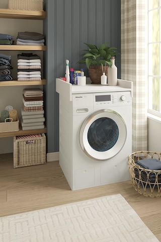 Milano Banyo Dolabı Çamaşır Ve Kurutma Makinesi Dolabı Çamaşır Makinesi Rafı Beyaz Beyaz