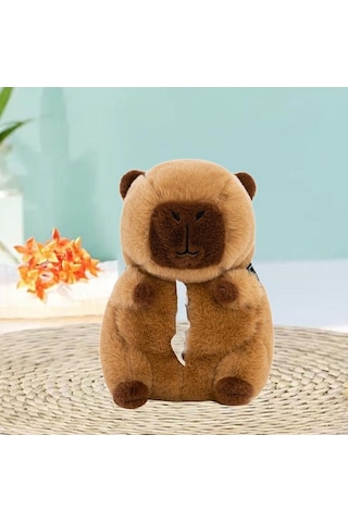 Pazly Suntek Peluş Peçetelik Capybara Araba Modeli Peçete Kutusu Kahverengi