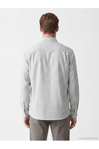 Lc Waikiki Ekru Regular Fit Ekose Armürlü Erkek Gömlek