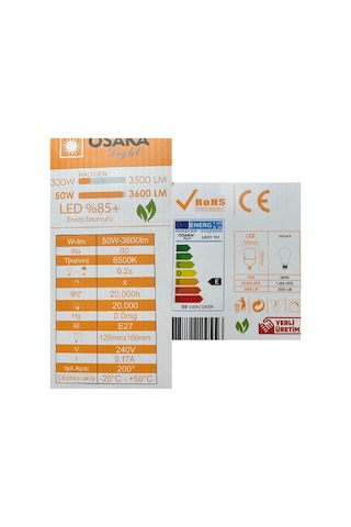10 Adet Osaka 50w 300w Beyaz Işık E27 Duylu Kalın Duy Led Torch Ampul