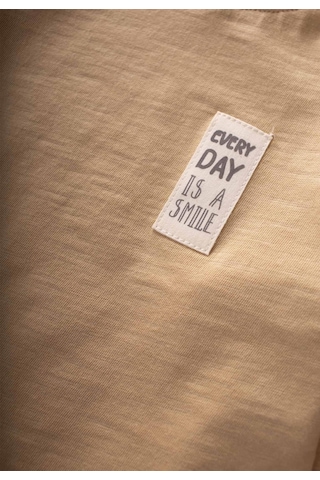 Cigit Etiket Detaylı Mevsimlik T-shırt 2-10 Yaş Kavun Turuncu