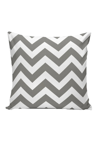 Zigzag Gri Dekoratif Elyaf Dolgulu Puf Yastık,süs Yastık 40x40 Cm