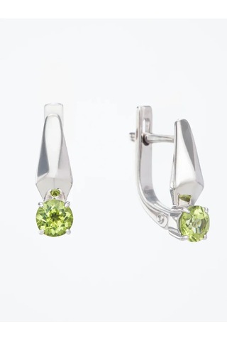 Uvelirnye Tradicii 925 Ayar Gümüş Doğal Krizolit Küpeler 428899083 beyaz