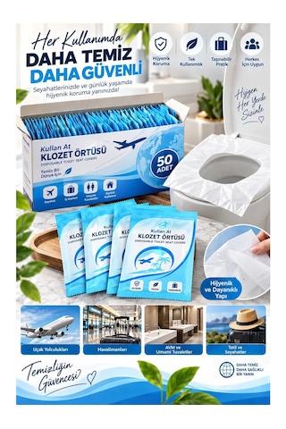 50 Adet Klozet Örtüsü Klozet Poşeti Klozet Kapak Örtüsü Dispenseri Şeffaf