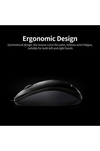 Youmex Logitech M90 Kablolu Mouse - Ergonomik Simetrik Tasarım, 1000 Dpı Optik Takip, Ev Ofis Pc Dizüstü Uyumlu Siyah