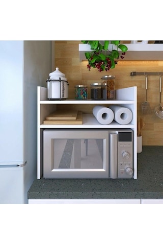 Beyaz Tezgah Üstü Raf - Fırın, Mıkrodalga Organızer Düzenleyici